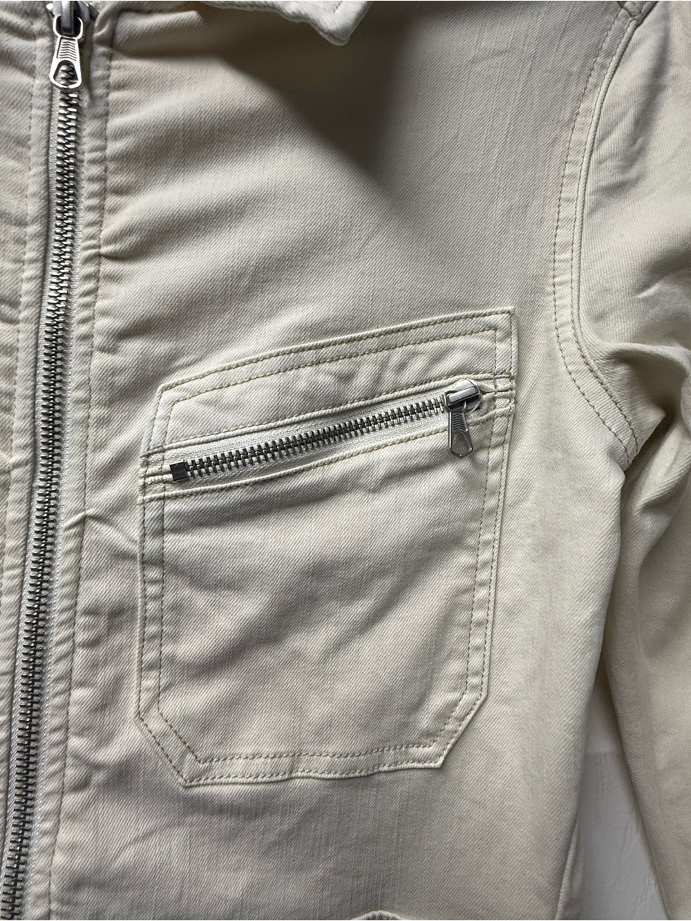 Free People Lennox Denim Cream Zip-Front Slim Utility Jumpsuit - Picture 5 of 9